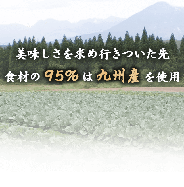 食材の95％は九州産を使用